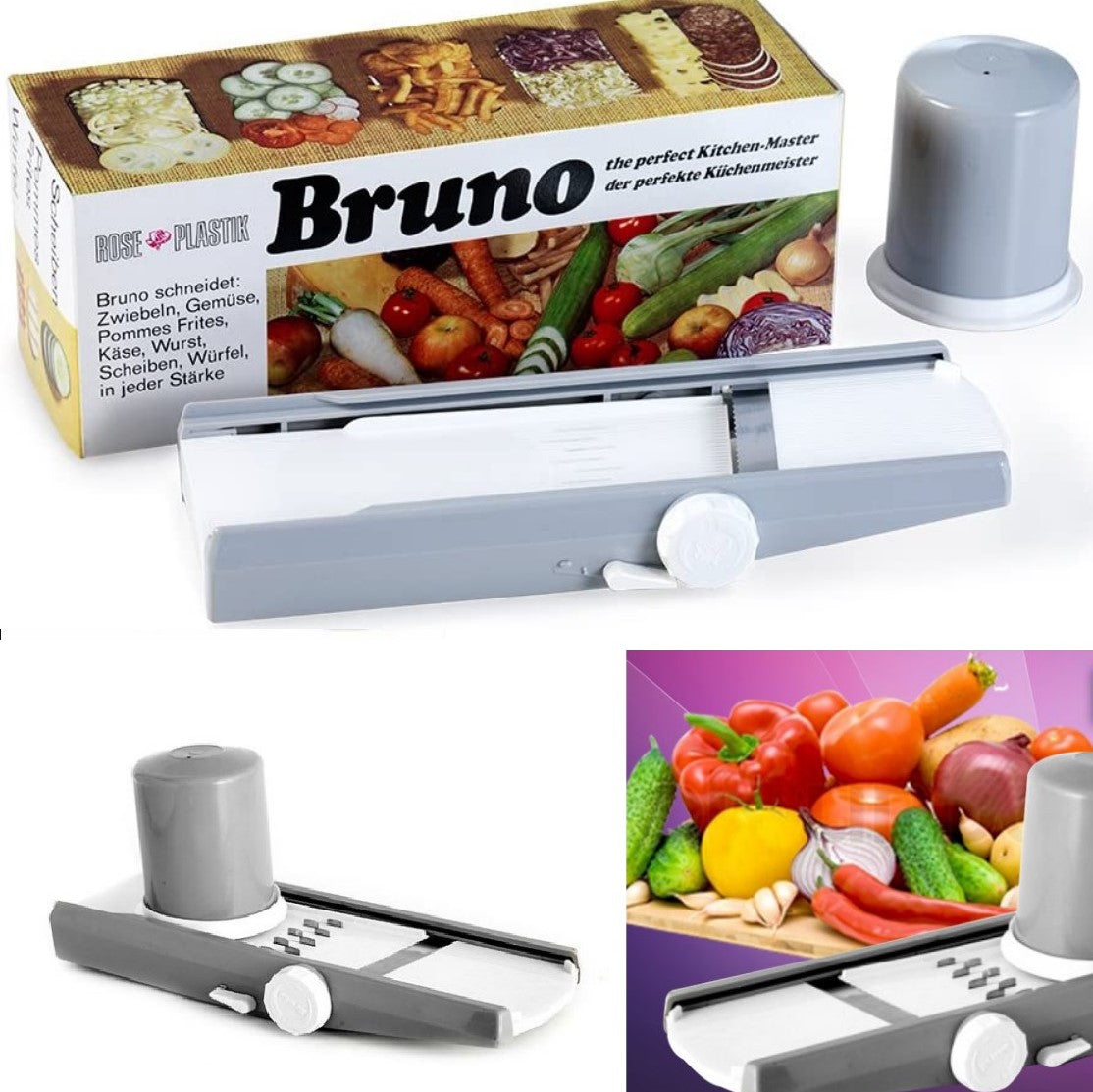 Vegetable Chopper Slicer Food & Onion Chopper Cuber Cutter Onion Dicer, Veggie Slicer Manual for Garlic, Cabbage, Carrot, Potato, Tomato, Fruit, Salad Bruno Vegetable Cutter Onion Slicer Slices Fries Cutter