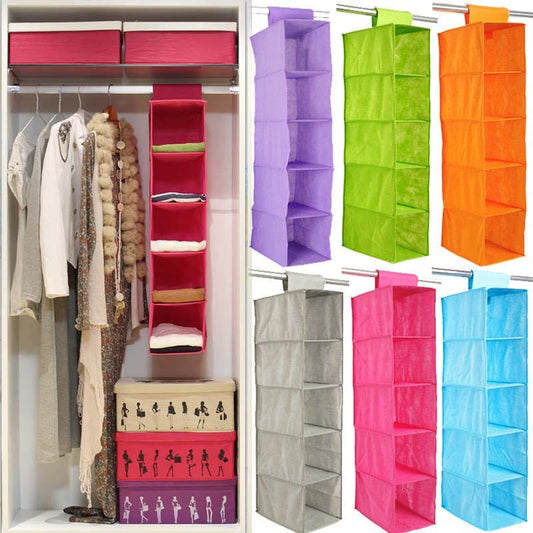 5 Shelves Hanging Wardrobe Organizer for Cupboard