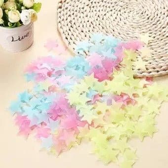 Pack of 100 - 3D Luminous Glowing Stars - Pink Color