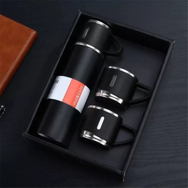 Stainless Steel Vacuum Flask Bottle Set with Cups